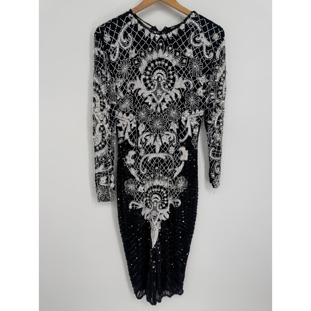 J.K. Laing Beaded Silk Cocktail Dress Women S Vintage Gatsby Glam Formal Gala